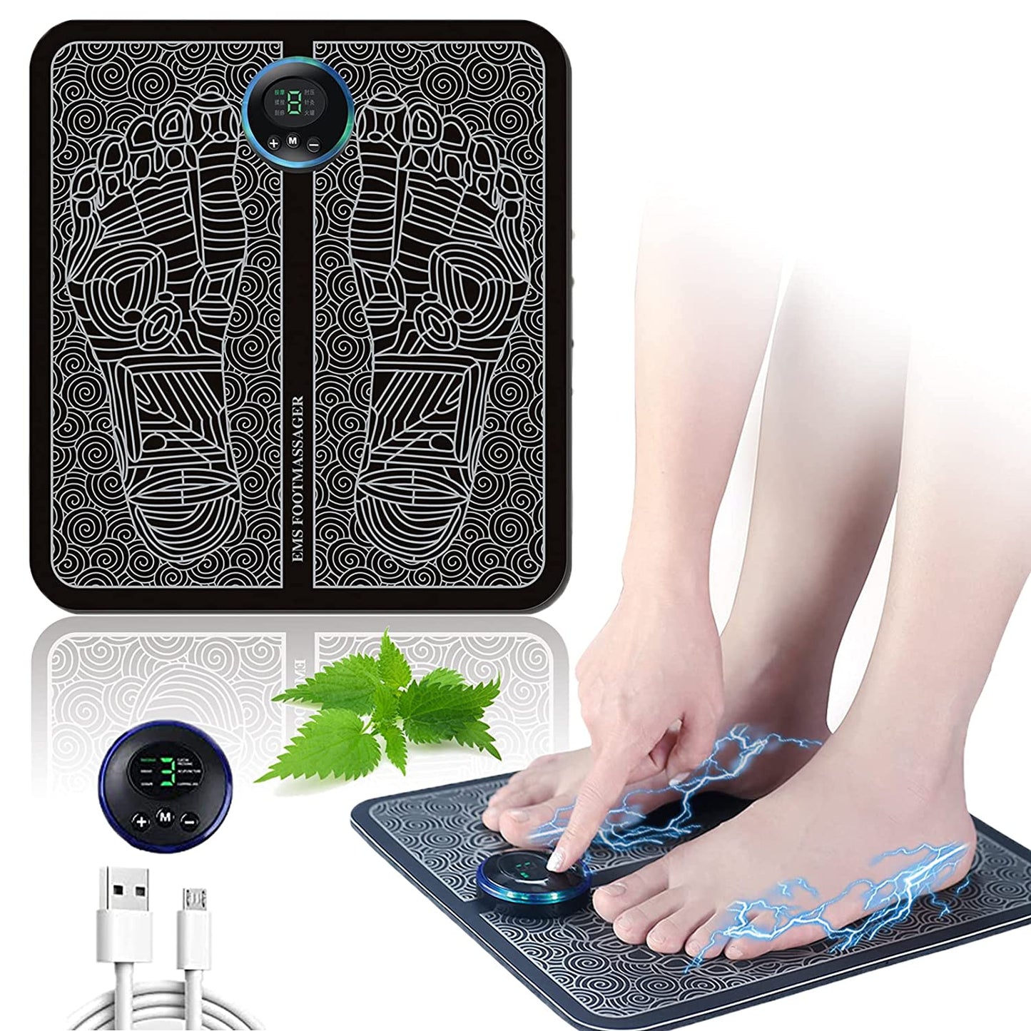 Rechargeable Portable EMS Electric Foot Massage Pad Feet Simulator