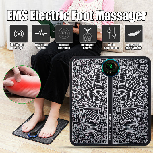 Rechargeable Portable EMS Electric Foot Massage Pad Feet Simulator