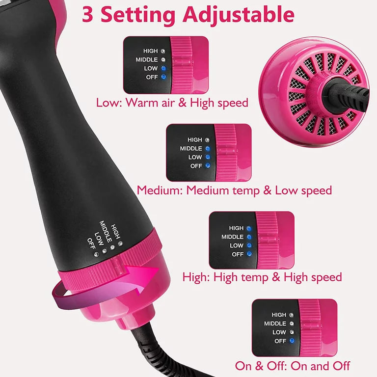 4-in-1 Electric Blow Hair Curler Dryer and Styler Comb Air Brush Straightener