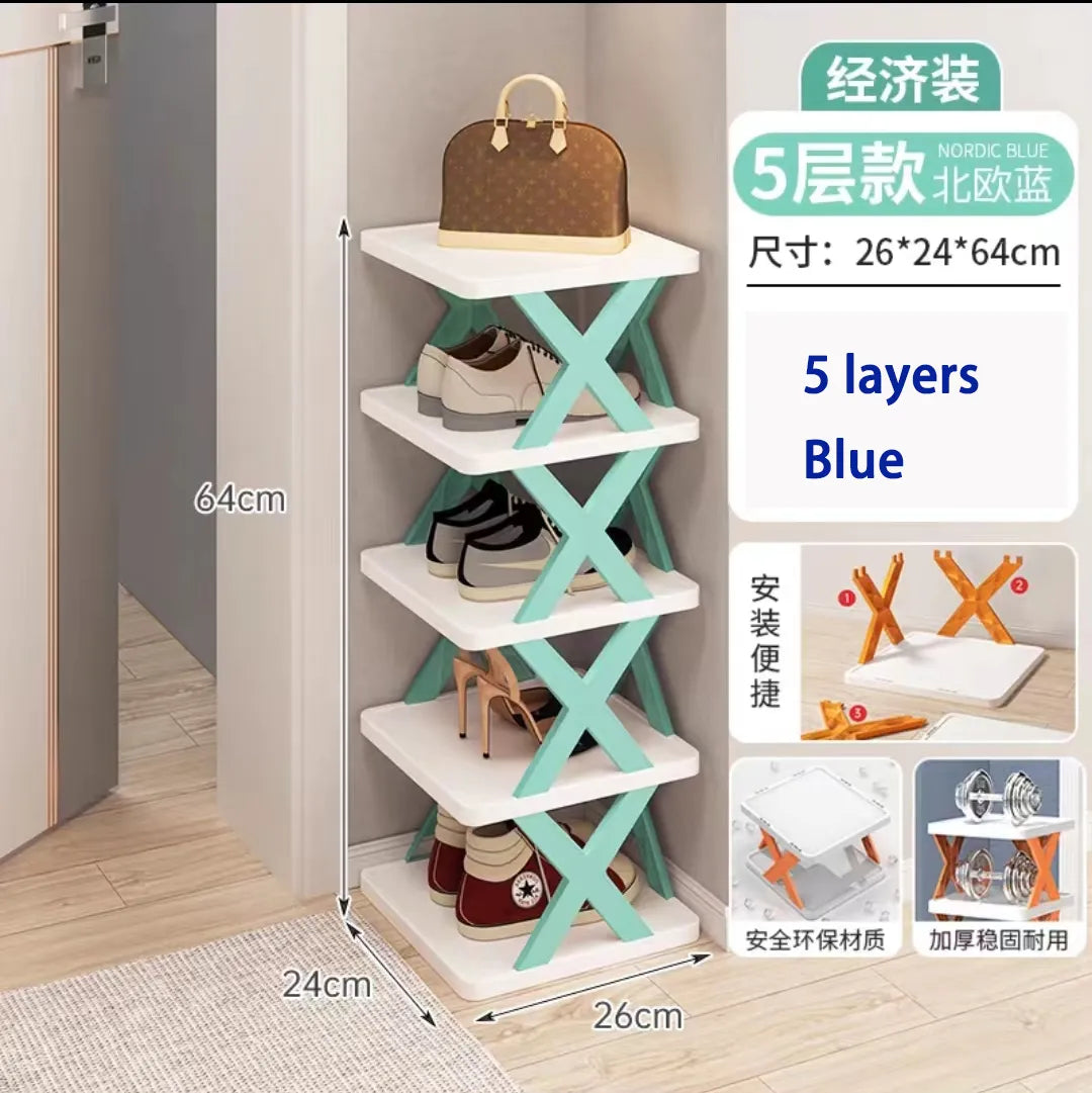 5 layer Folding Shoes Rack, Plastic Adjustable Shoe Rack