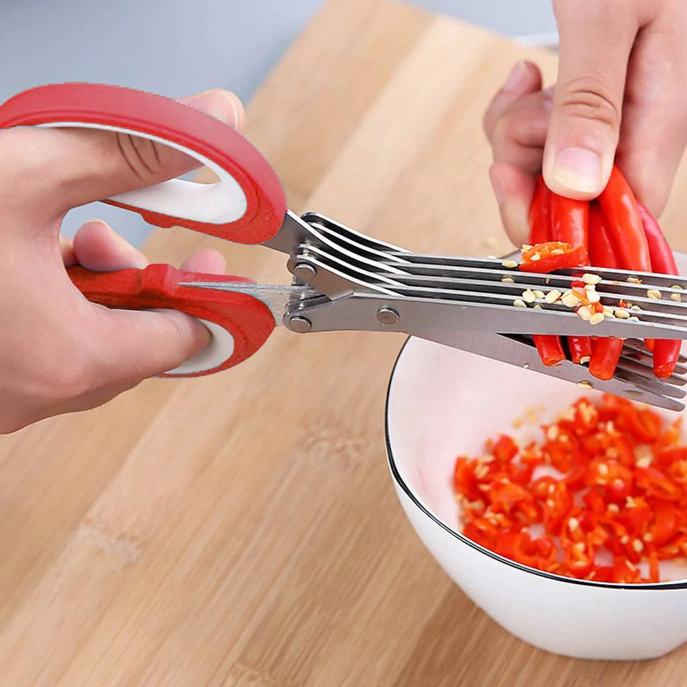 5 Layered Stainless Steel Vegetable Scissor Cutter - REVEL.PK