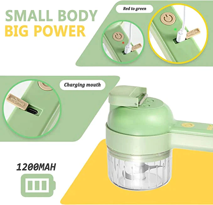 Rechargeable 4 In 1 Handheld Vegetable Cutter Chopper