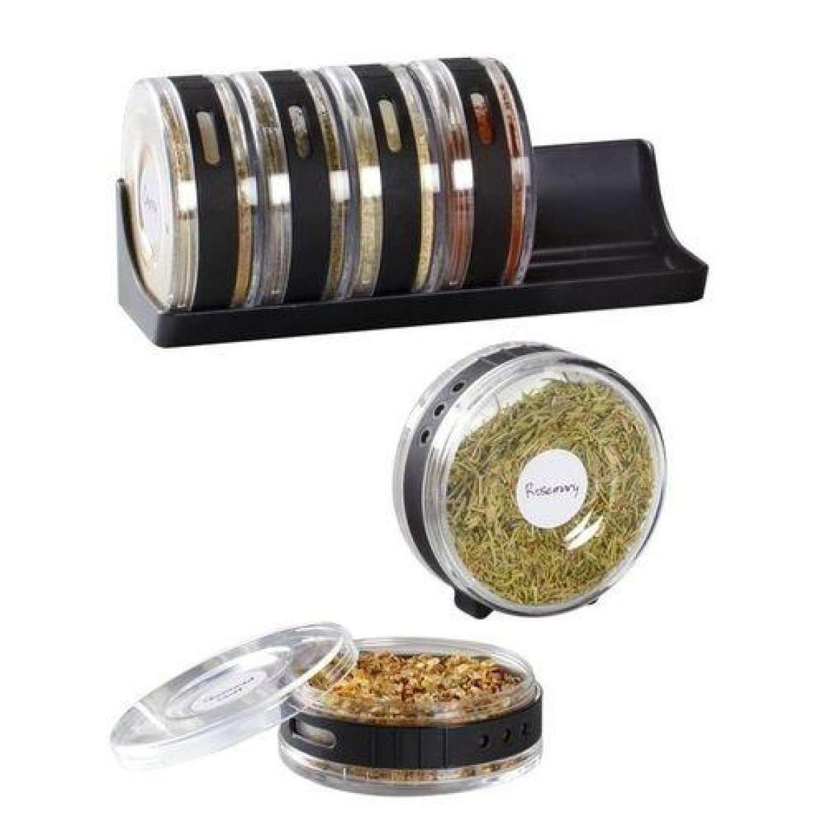 Cylinder Spice Rack Seasonings Tray-Set Of 6 - REVEL.PK