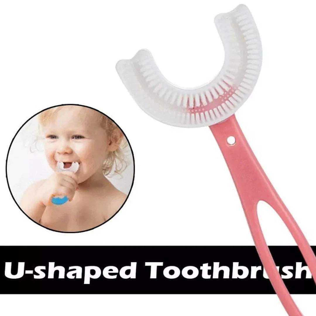 U Shaped Toothbrush for Kids – 360° Food Grade Soft Silicone Brush Head