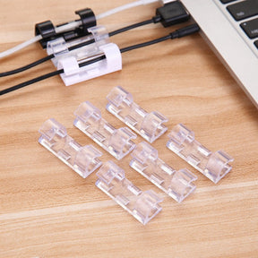 Transparent Self-Adhesive Crystal Design Wire Clips Organizer (Pack of 100)