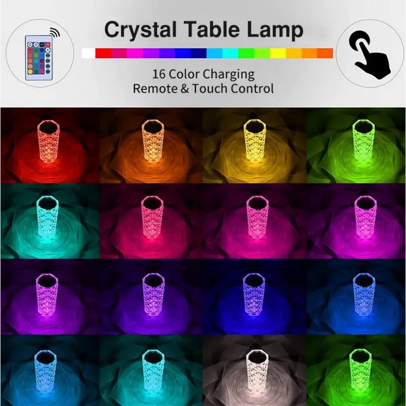 [Free Home Delivery] Rose Crystal Diamond Touch Lamp – 16 Colors Swap With Remote Control - REVEL.PK