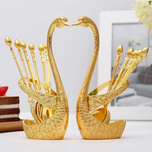 Color Guaranteed Spoon Set With Swan Stand - REVEL.PK