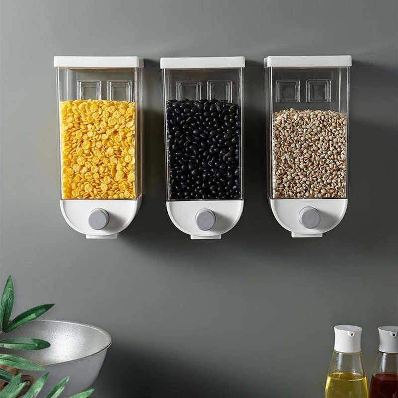 Wall Mounted Easy Press- Kitchen Food Storage Container Cereal Dispenser