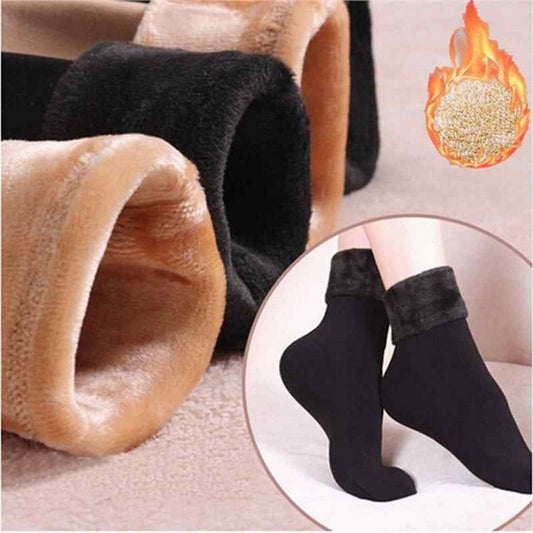 2 Pairs Ladies Velvet Cashmere Warm Socks For Ladies– Thick Wool Socks for Autumn, Winter, Spring - REVEL.PK