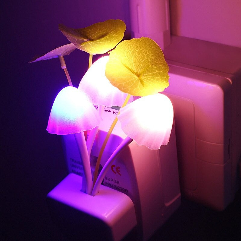 (Pack of 2) New LED Sensor Flower Mushroom Lamp, 7 Color Changing Night Light with Dusk & Dawn Sensor Light