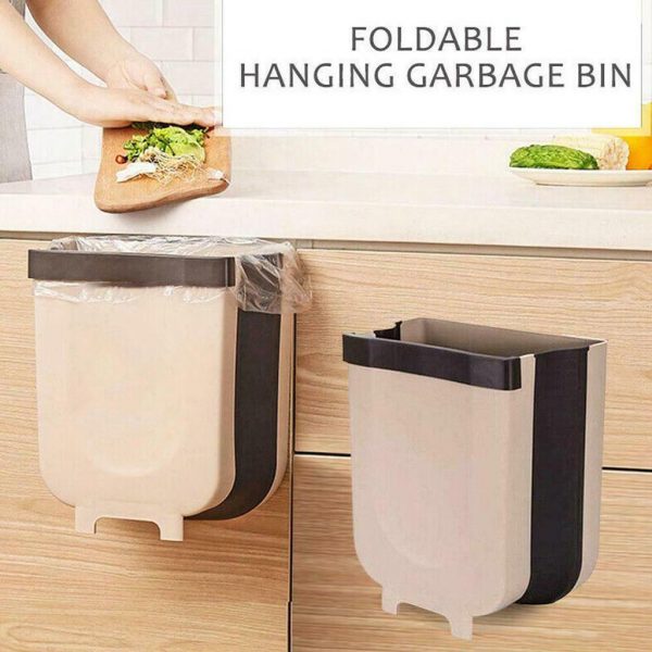 Kitchen Cupboard Back Hanging Trash Can Collapsible Garbage Waste Bin for Kitchen Cabinet Door - REVEL.PK