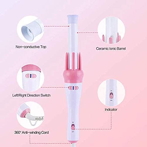 Automatic Ceramic Hair Curler Spin 360° Rotating Hair Styling Roller Auto Wavy Iron 30s Instant Ceramic Heat Wand - REVEL.PK