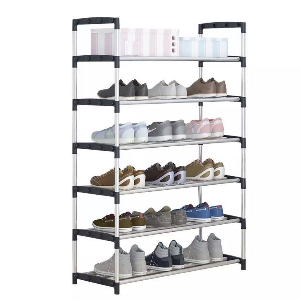 6 Layer shoe rack Tier Colored stainless steel Stackable shoe rack organizer - REVEL.PK