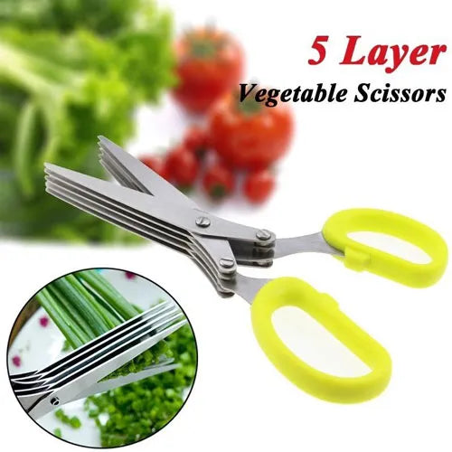 5 Layered Stainless Steel Vegetable Scissor Cutter - REVEL.PK