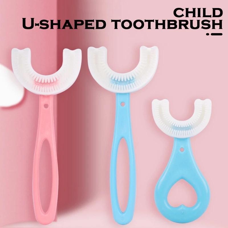 U Shaped Toothbrush for Kids – 360° Food Grade Soft Silicone Brush Head