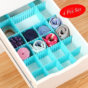 Pack of 4 pcs Drawer Divider Wardrobe Clapboard Partition DIY Grid Drawer Separator Divider Adjustable For Underwear Socks Storage Organizer