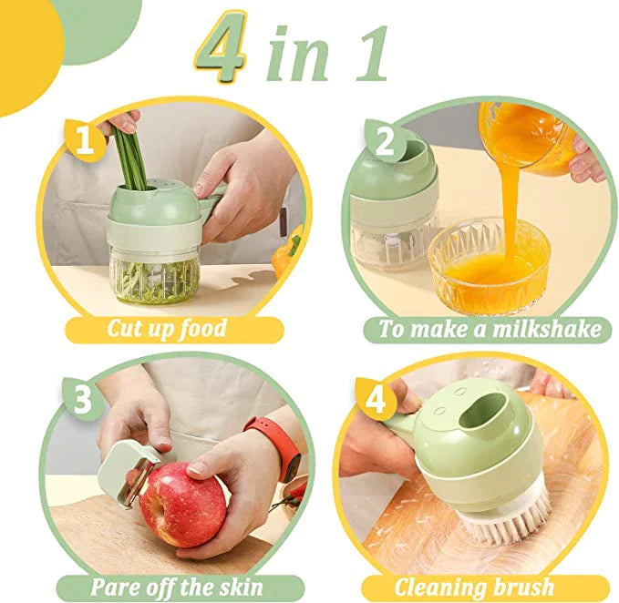 Rechargeable 4 In 1 Handheld Vegetable Cutter Chopper