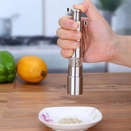 Stainless Steel Mini Pepper Grinder Mill Premium Tall Premium Salt Shaker Push-Button