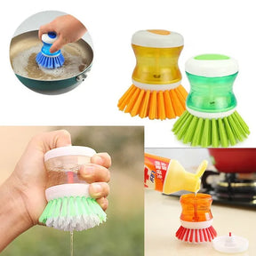 (Pack of 2) Kitchen Dish Brush With Liquid Soap Dispenser Plastic Pot Dish Cleaning Brush Home Cleaning