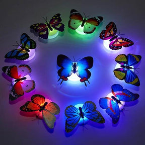 Pack of 10 Self Adhesive LED Butterfly lights, Room Decor Wall Lights