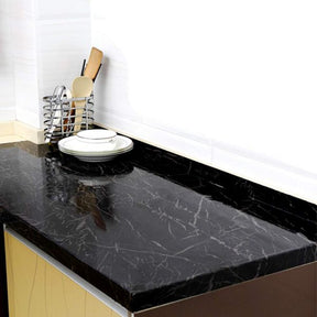Self Adhesive Black & White Marble Sheet for Kitchen / Waterproof Anti Oil & Heat Resistant Wallpaper Sheet (2 Feet x 6.5 feet)