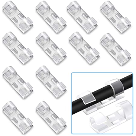Transparent Self-Adhesive Crystal Design Wire Clips Organizer (Pack of 100)