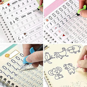 (Pack of 4) Preschools Magic Practice Workbook - Copybook for Kids, Children Reusable Handwriting Practice Copy Books for Letter Writing