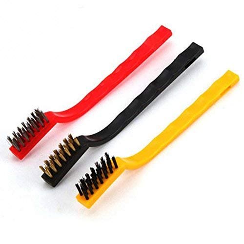 Pack of 6 Mini Wire Brush Set (Brass, Nylon, Stainless Steel Bristles)