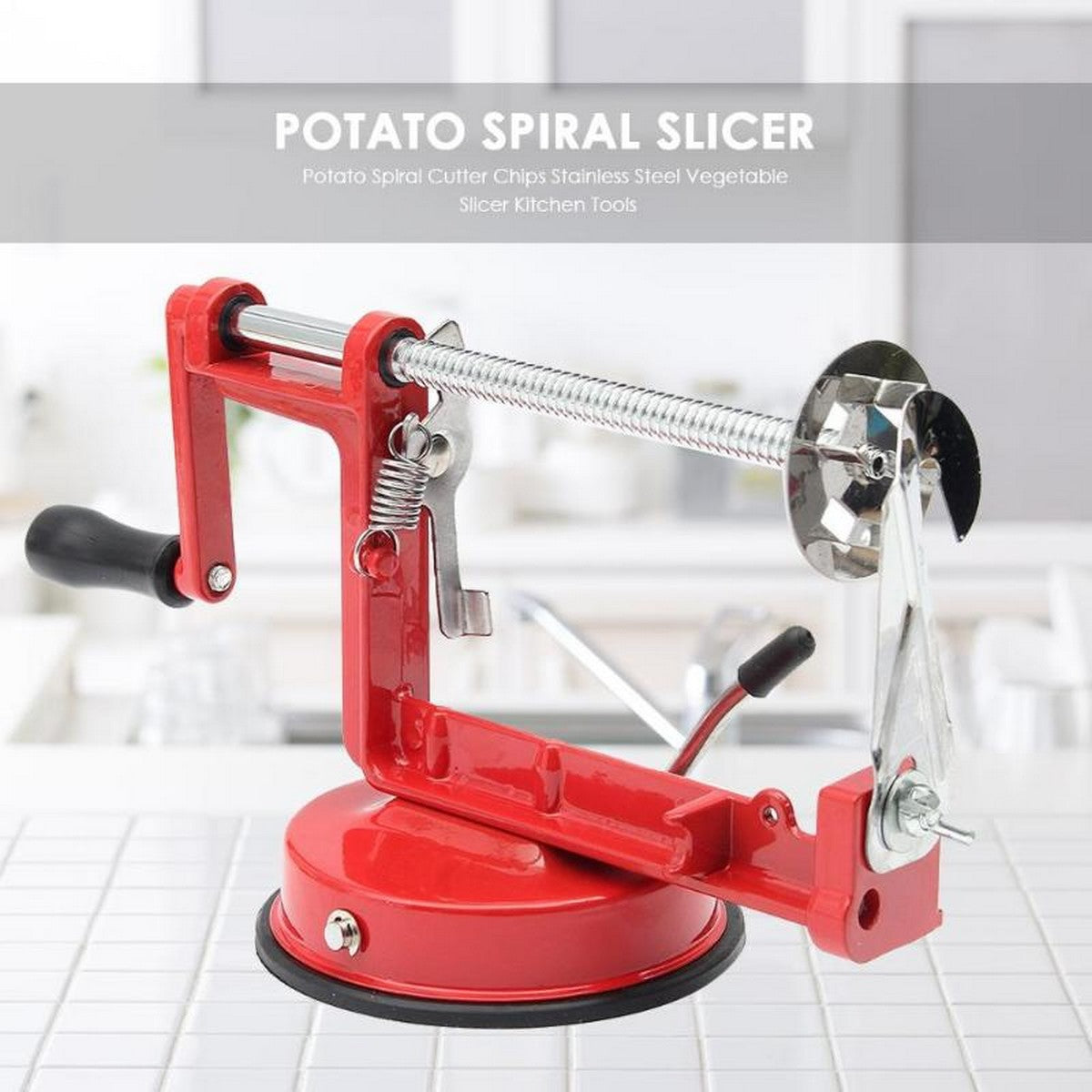 Twisted Potato Apple Slicer Spiral French Fry Cutter - Manual Vegetable Spiralis Machine Stainless Steel - REVEL.PK