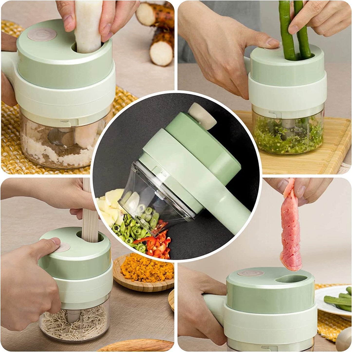 Rechargeable 4 In 1 Handheld Vegetable Cutter Chopper