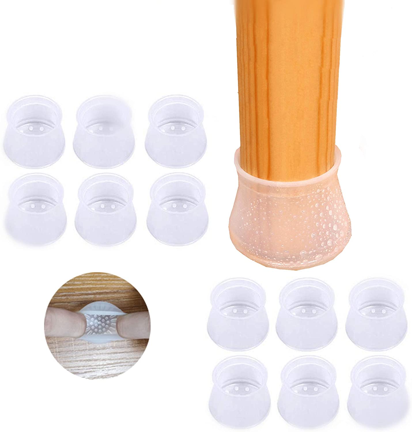 Pack of 24 Pcs Furniture Silicon Non-Slip Protection Cover Silicone Chair Table Foot Cover Protector