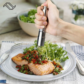 Stainless Steel Mini Pepper Grinder Mill Premium Tall Premium Salt Shaker Push-Button