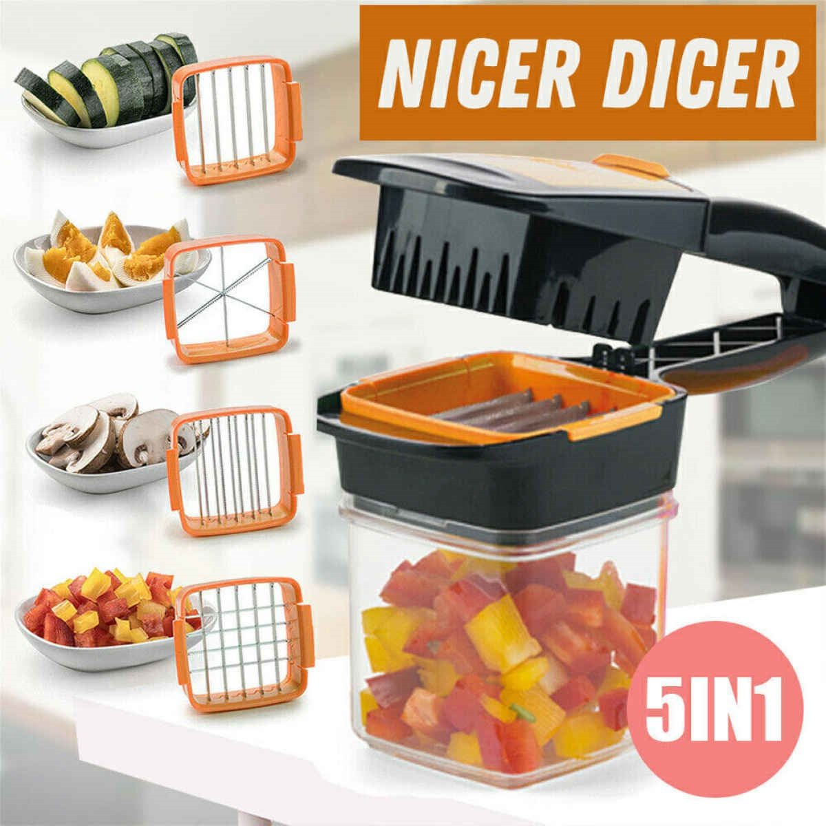 Products Nicer Dicer 5 in 1 Multi-Cutter - Quick Food Fruit Vegetable Cutter Slicer Speedy Chopper kitchen accessories