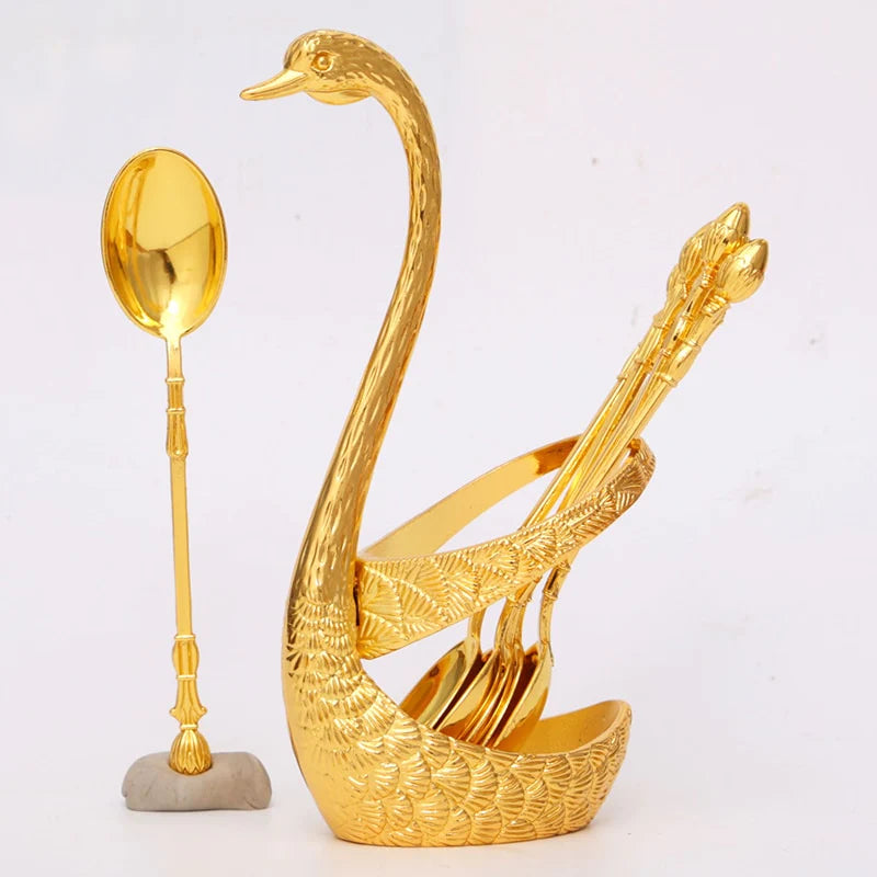 Color Guaranteed Spoon Set With Swan Stand - REVEL.PK