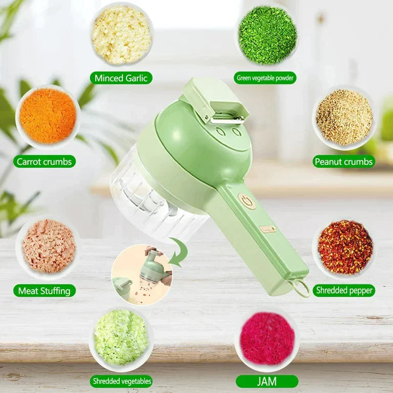 Rechargeable 4 In 1 Handheld Vegetable Cutter Chopper