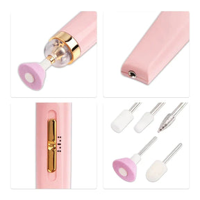 Rechargeable Flawless Salon Nail Finishing Touch Electric Nail Drill Bits File Tool Set