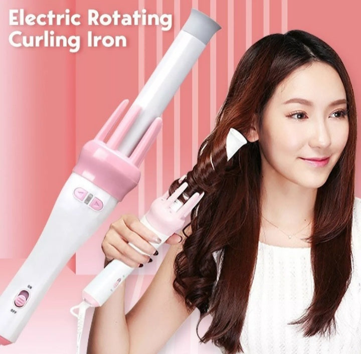 Automatic Ceramic Hair Curler Spin 360° Rotating Hair Styling Roller Auto Wavy Iron 30s Instant Ceramic Heat Wand - REVEL.PK