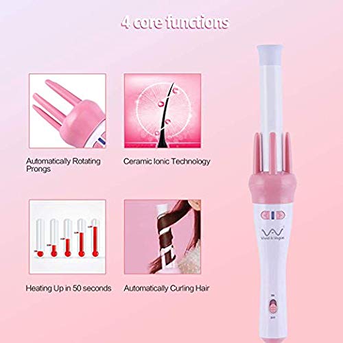 Automatic Ceramic Hair Curler Spin 360° Rotating Hair Styling Roller Auto Wavy Iron 30s Instant Ceramic Heat Wand - REVEL.PK