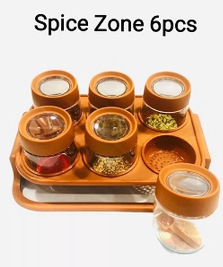 Spice Zone 6 Pieces Masala Rack With Elegant Stand & Spoons