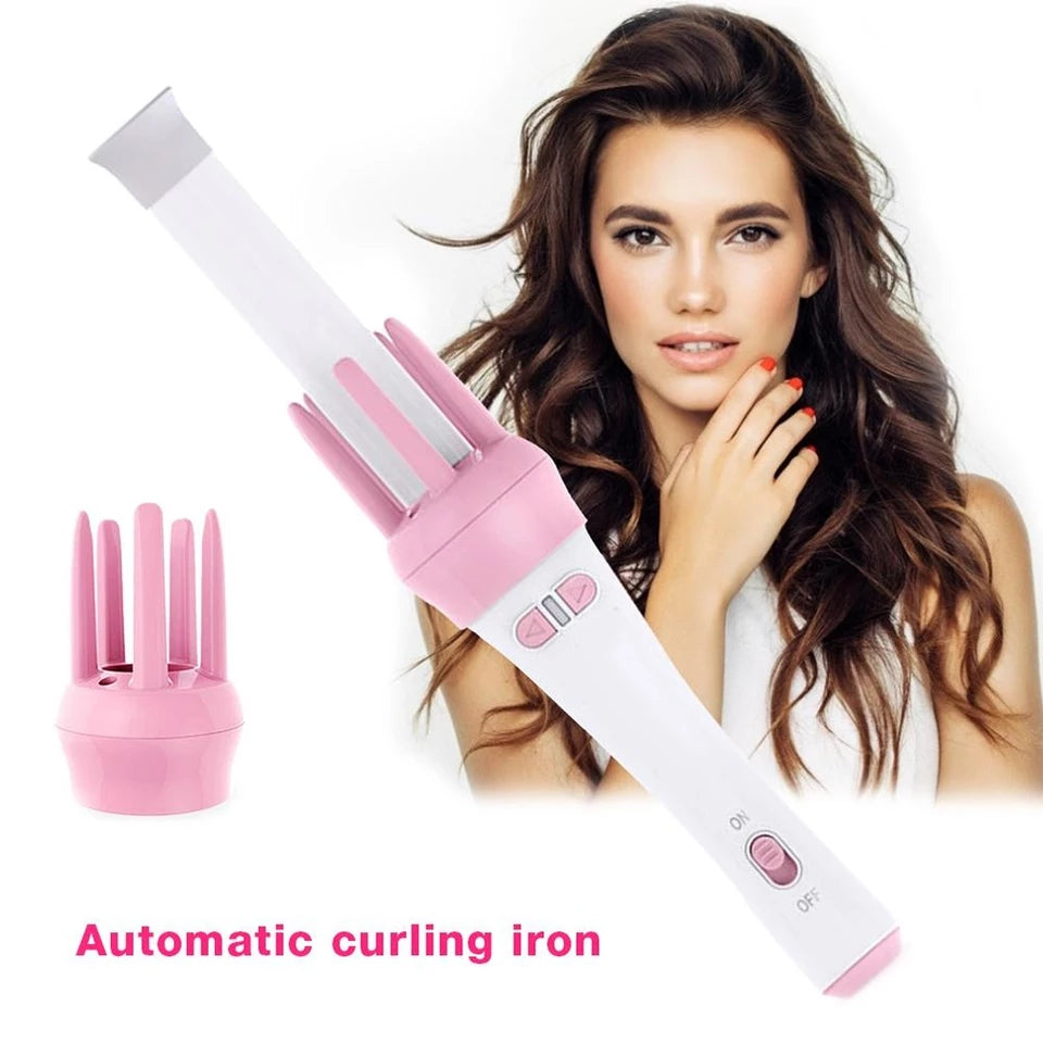 Automatic Ceramic Hair Curler Spin 360° Rotating Hair Styling Roller Auto Wavy Iron 30s Instant Ceramic Heat Wand - REVEL.PK