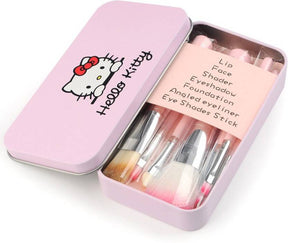 Hello Kitty Complete Makeup Mini Brush Kit with A Storage Box – Set of 7 Pieces