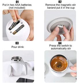 Stainless Steel Mixing Cup, Automatic Magnetic self Stirring Coffee Mug