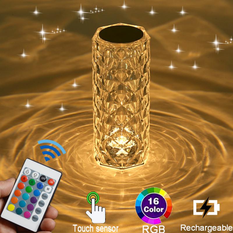 [Free Home Delivery] Rose Crystal Diamond Touch Lamp – 16 Colors Swap With Remote Control - REVEL.PK