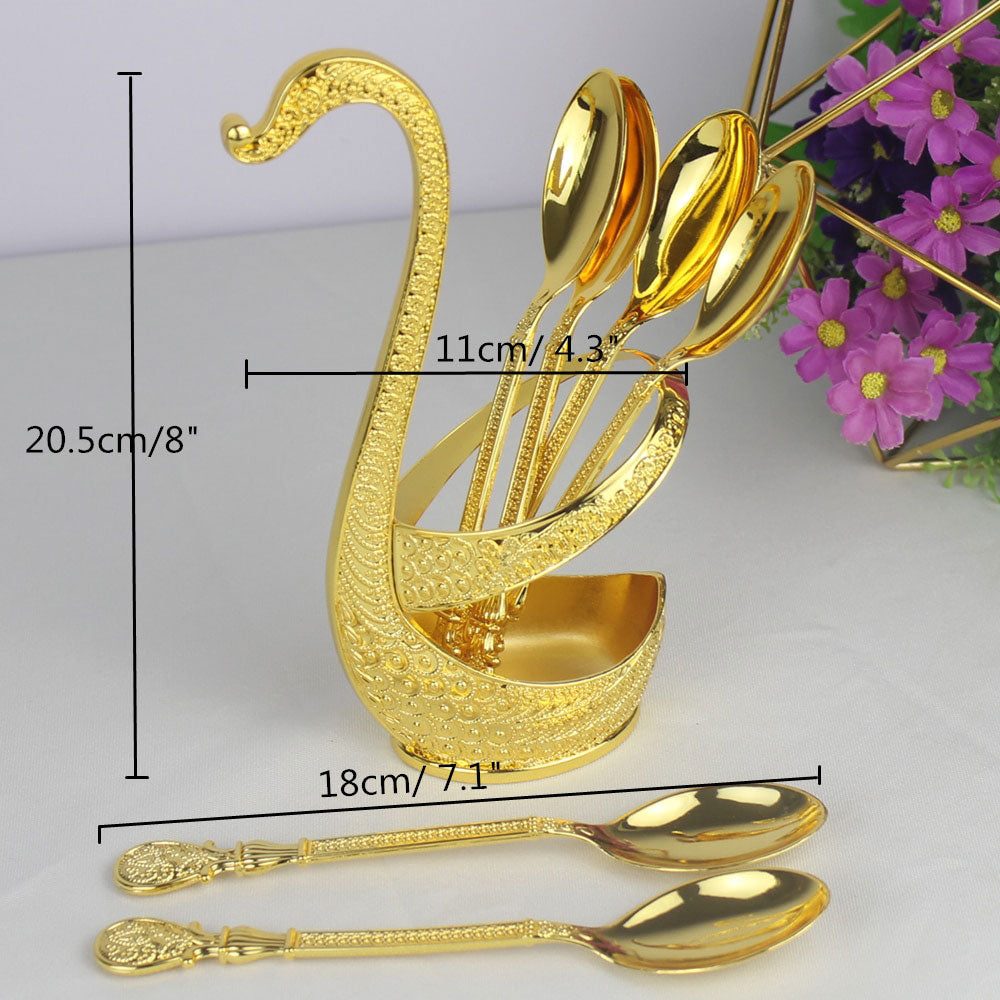 Color Guaranteed Spoon Set With Swan Stand - REVEL.PK