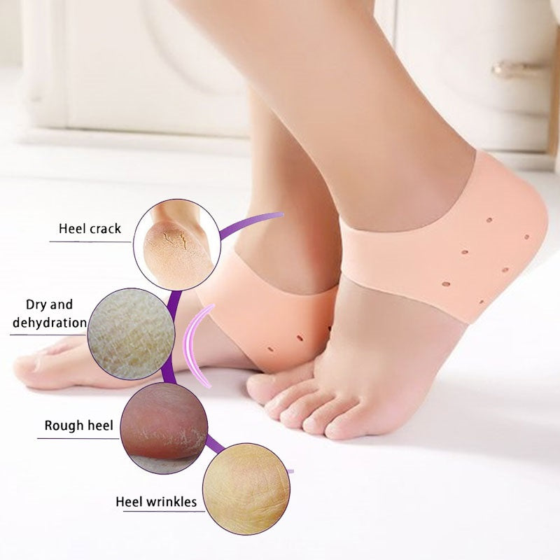2 Pair (4PCS) Silicone Heel Protector, Anti Crack Heel Protector