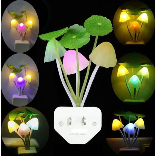 (Pack of 2) New LED Sensor Flower Mushroom Lamp, 7 Color Changing Night Light with Dusk & Dawn Sensor Light