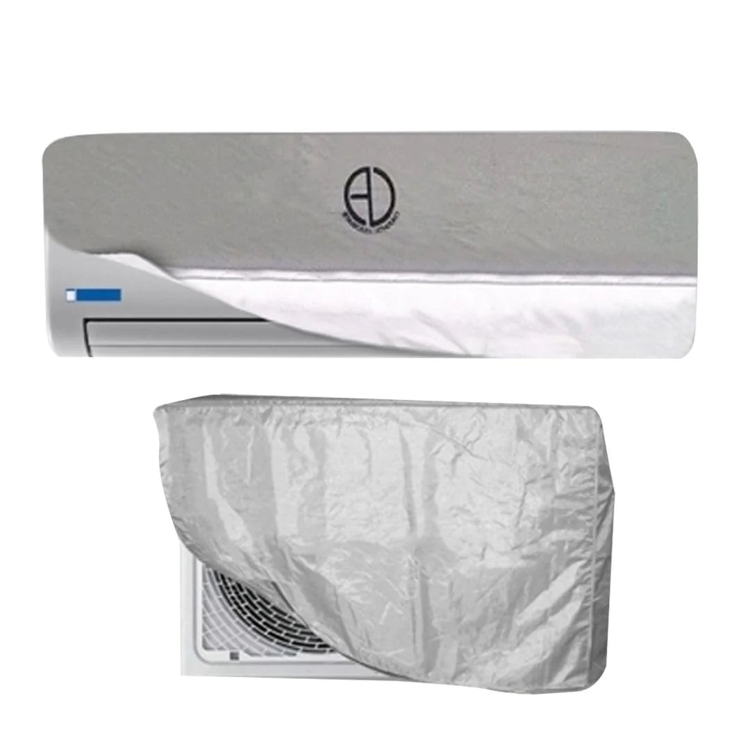 Pack of 2 Dust proof Ac Cover For Indoor & Outdoor Unit - 1.5 Ton -Parachute Silver 100% Water Proof - REVEL.PK