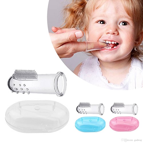 High Quality Baby Kids Silicone Finger Toothbrush Soft Safe Baby Teether Toothbrush - REVEL.PK