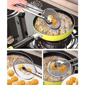 Multi-functional 2 in 1 Fry Tool Filter Spoon Strainer With Clip, Oil Frying BBQ Filter Stainless Steel Mesh Strainer