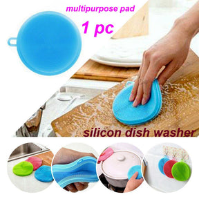 (Pack of 2) Magic Silicone Scrubber Dish Washing Sponge